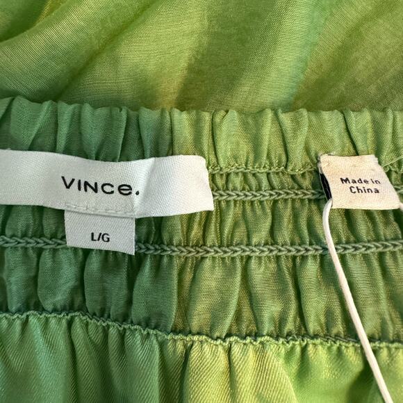 Vince Green Smocked-Waist Gathered Skirt NWT Size Large - Picture 7 of 8